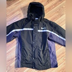 FedEx by Stan Herman Black and Purple Reflector Jacket with Hood